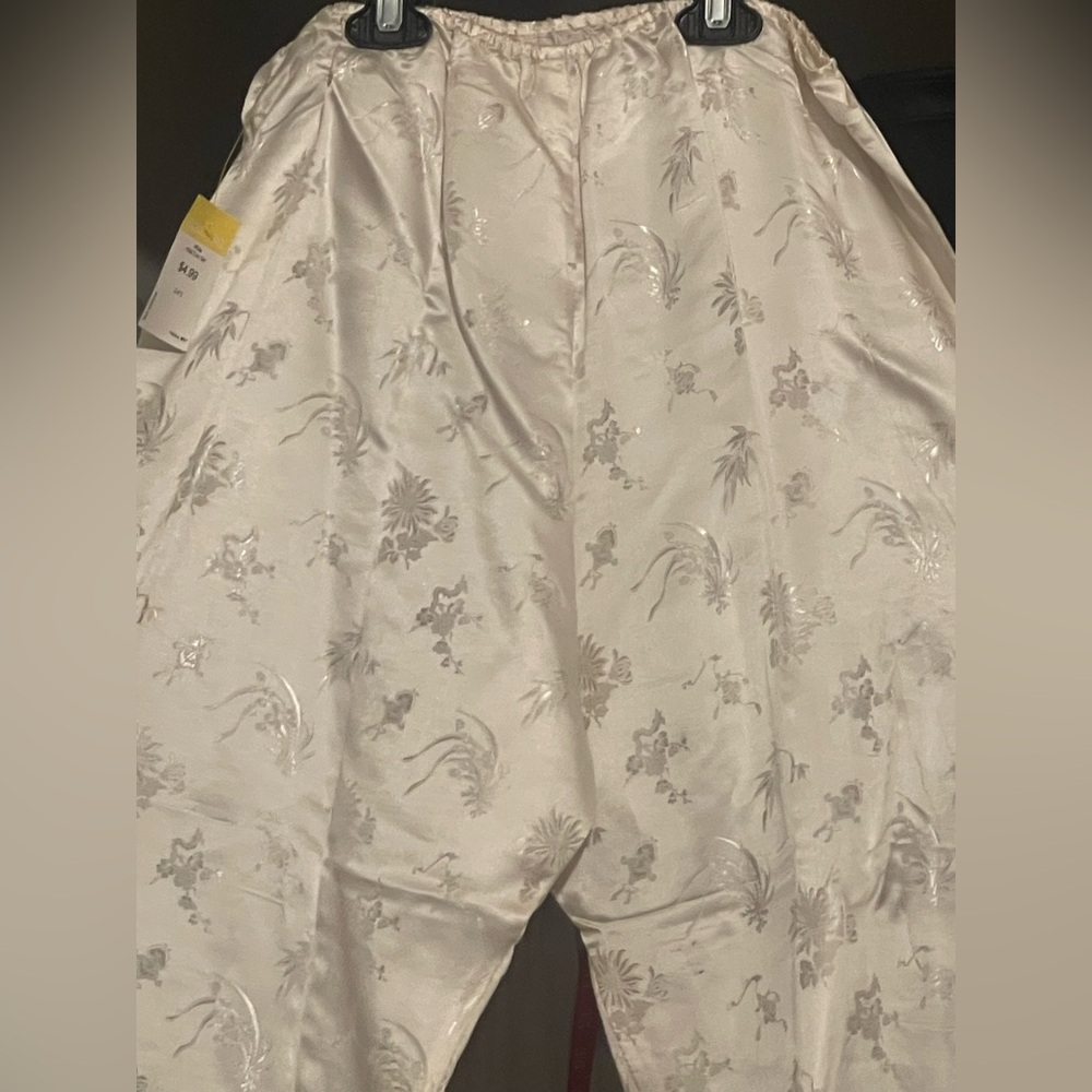 100% silk VTG Chinese 2pc.set S-M NWOT ethnic kimono& pants Satin charmuese - Picture 4 of 16